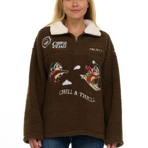 DISNEY Brown Fleece Pullover with Chip and Dale Design